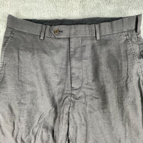 Brooks Brother Dress Pants Men's W34 (32) Gray 100% Wool Straight Leg - Picture 3 of 13